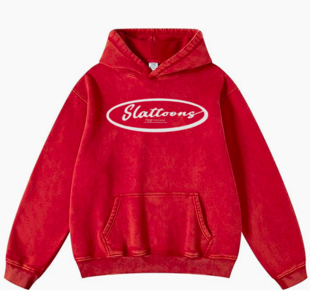 Distressed Red Logo Hoodie